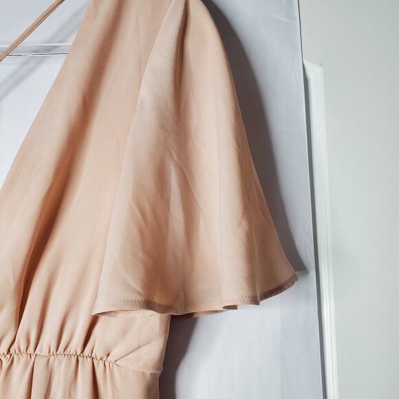 MuMu dress pastel pink feminine flowing dress bridesmaid formal dress cream L - Picture 4 of 10